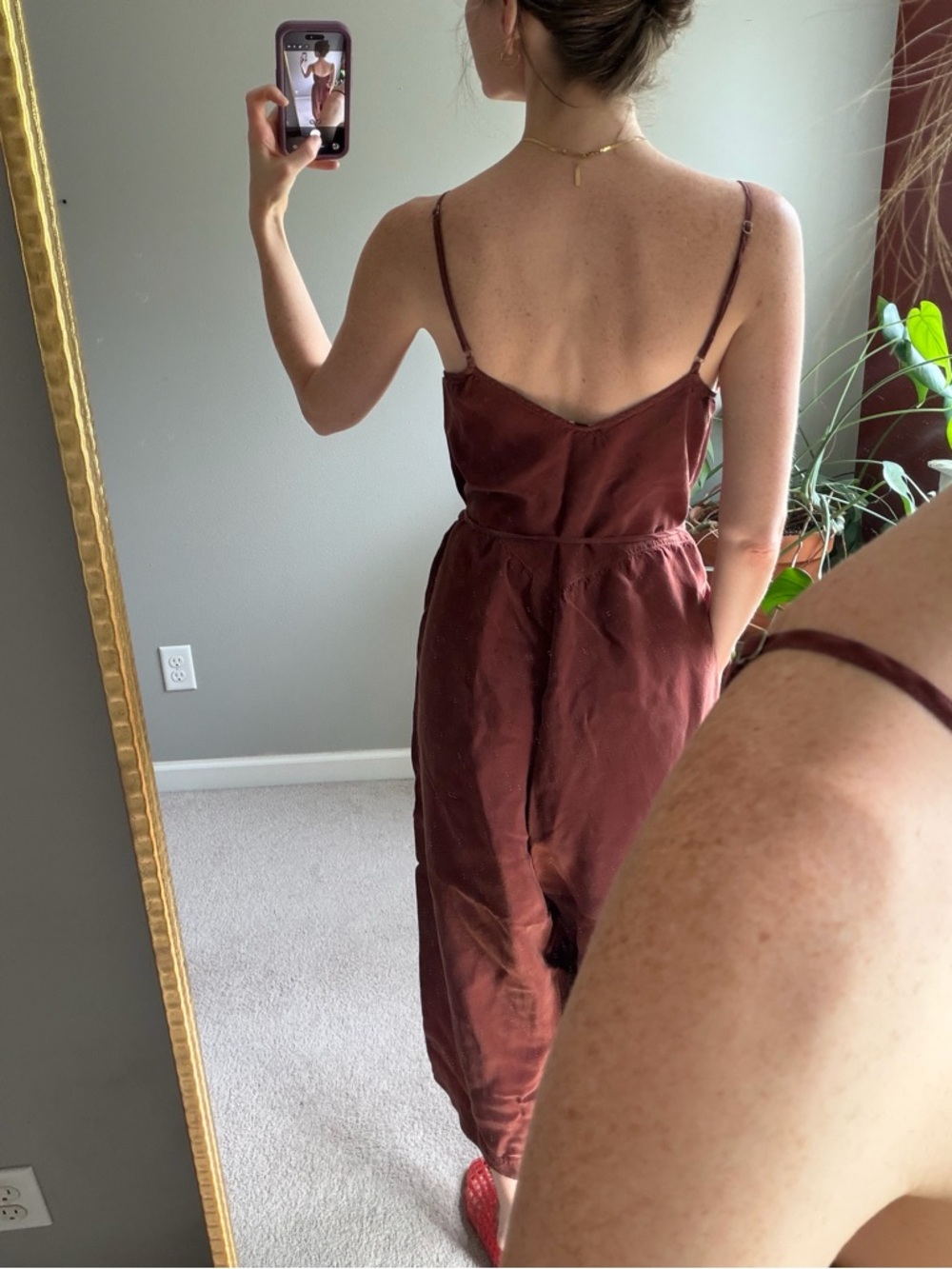 OZMA Ingrid Wide-Leg Cupro Jumpsuit in Adobe, Medium - Picture 3 of 10